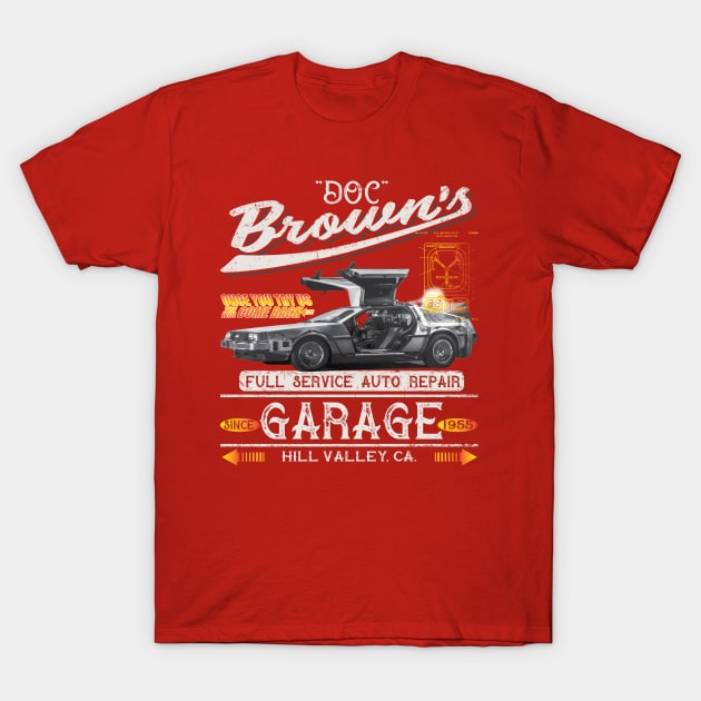 Doc Brown's Auto Repair Shop T-Shirt by Alema Art